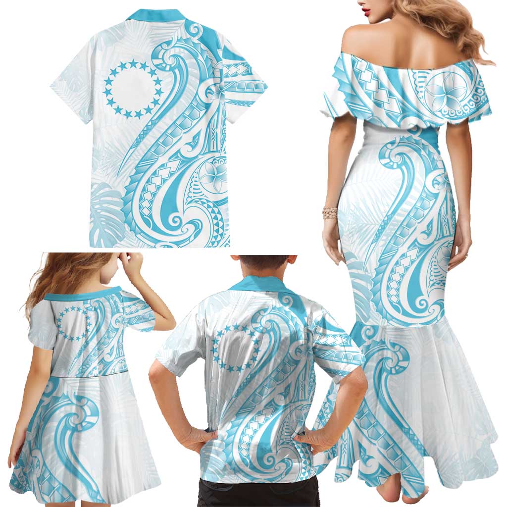 Kia Orana Cook Islands Family Matching Mermaid Dress and Hawaiian Shirt Moana Plumeria Tropical Waves - Polynesian Pride