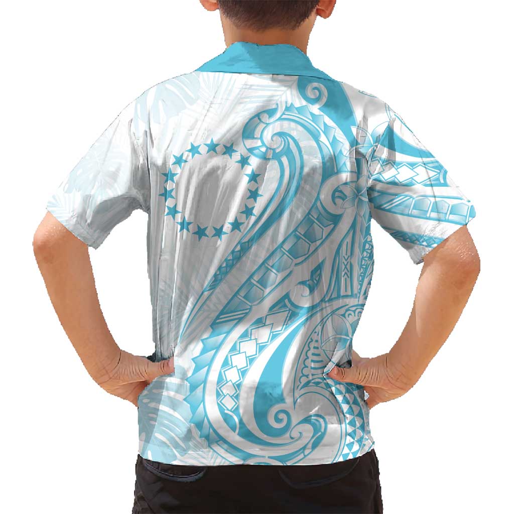 Kia Orana Cook Islands Family Matching Off Shoulder Short Dress and Hawaiian Shirt Moana Plumeria Tropical Waves - Polynesian Pride