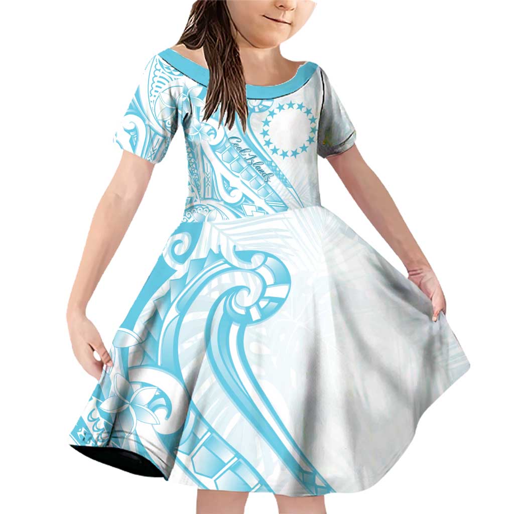Kia Orana Cook Islands Family Matching Off Shoulder Short Dress and Hawaiian Shirt Moana Plumeria Tropical Waves - Polynesian Pride