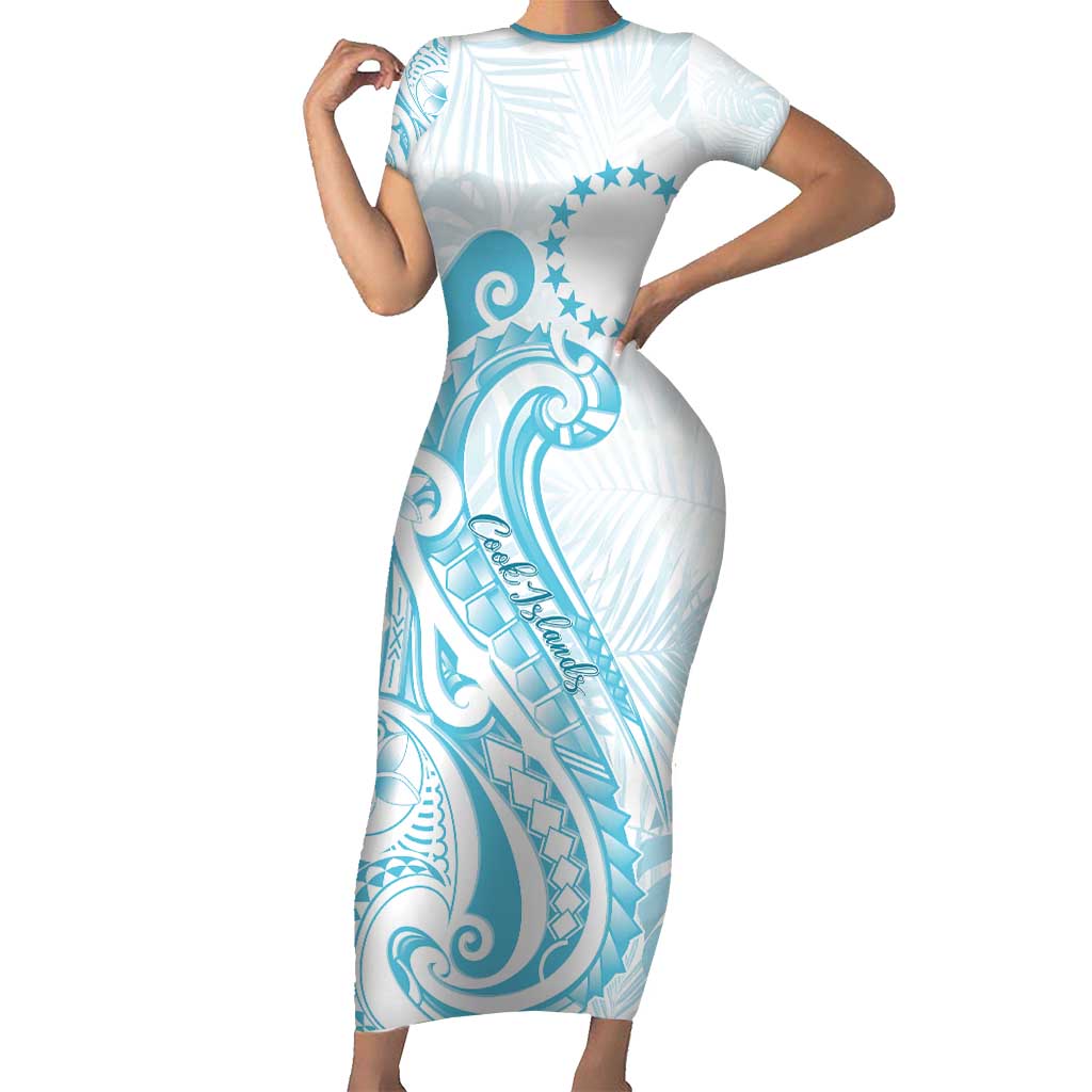 Kia Orana Cook Islands Family Matching Short Sleeve Bodycon Dress and Hawaiian Shirt Moana Plumeria Tropical Waves - Polynesian Pride