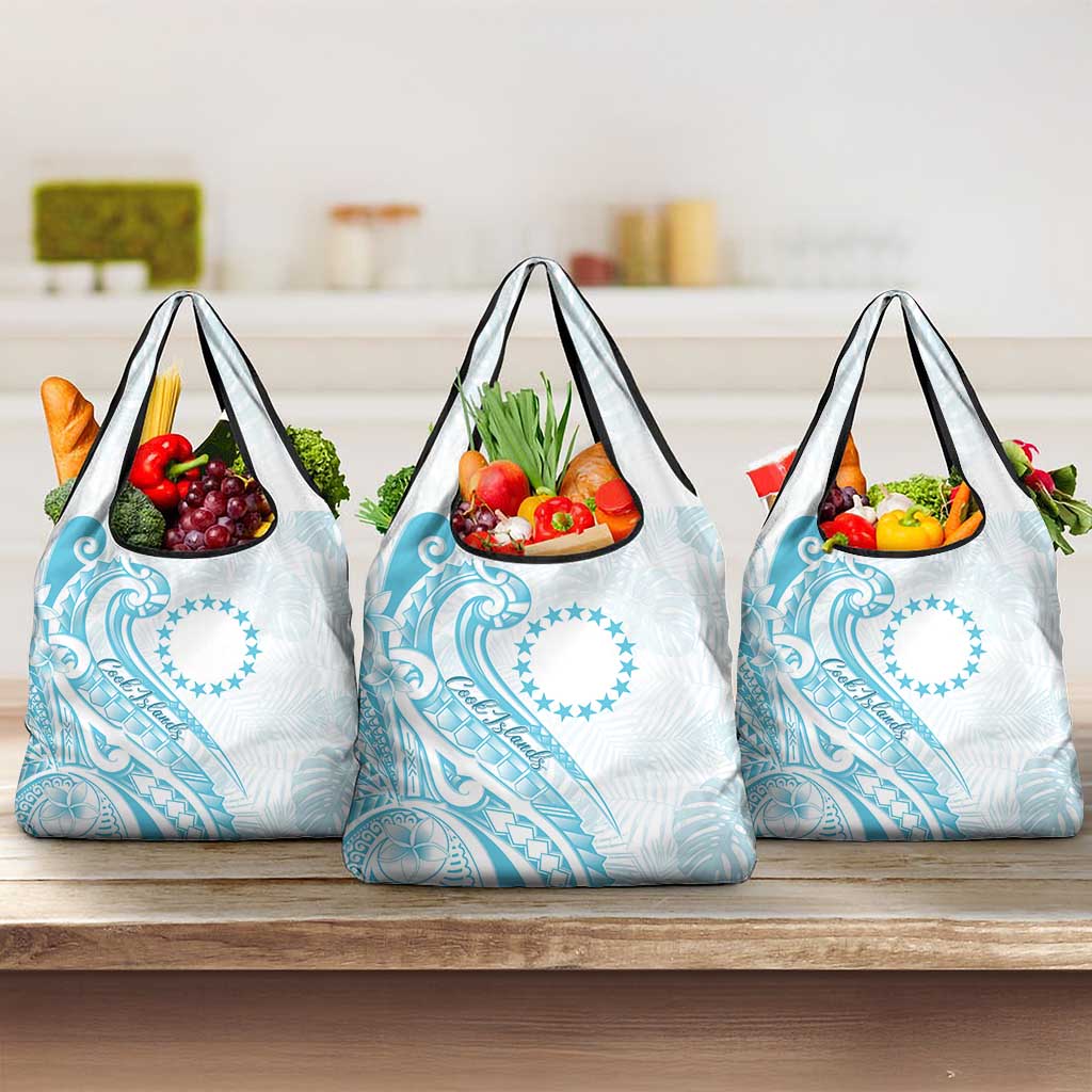 Kia Orana Cook Islands Grocery Bag Moana Plumeria Tropical Waves - Polynesian Pride