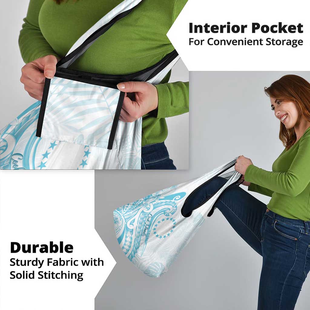 Kia Orana Cook Islands Grocery Bag Moana Plumeria Tropical Waves - Polynesian Pride