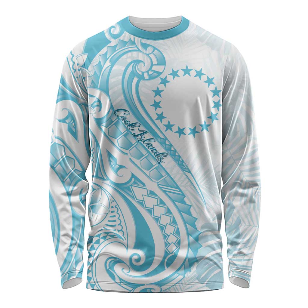 Kia Orana Cook Islands Long Sleeve Shirt Moana Plumeria Tropical Waves - Polynesian Pride