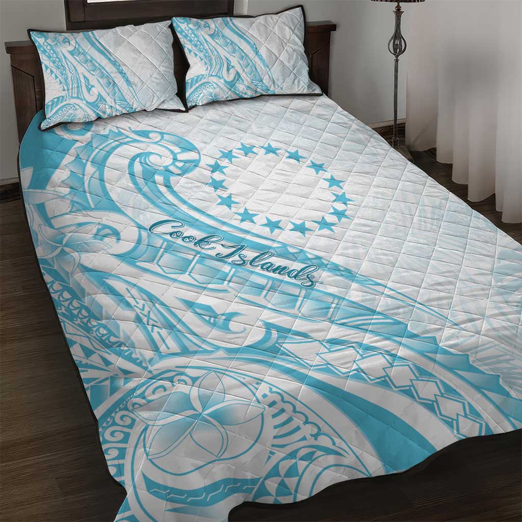 Kia Orana Cook Islands Quilt Bed Set Moana Plumeria Tropical Waves - Polynesian Pride
