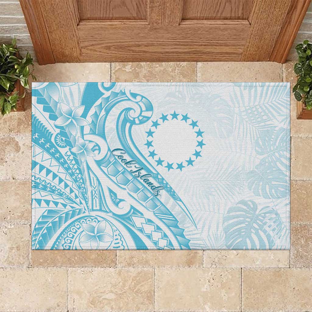 Kia Orana Cook Islands Rubber Doormat Moana Plumeria Tropical Waves - Polynesian Pride