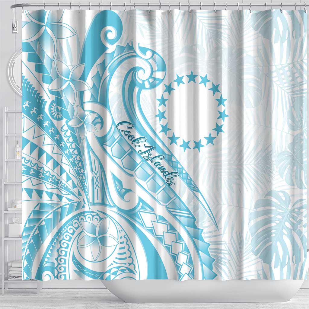 Kia Orana Cook Islands Shower Curtain Moana Plumeria Tropical Waves - Polynesian Pride