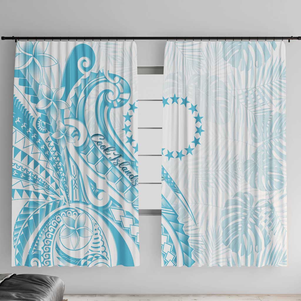 Kia Orana Cook Islands Window Curtain Moana Plumeria Tropical Waves - Polynesian Pride