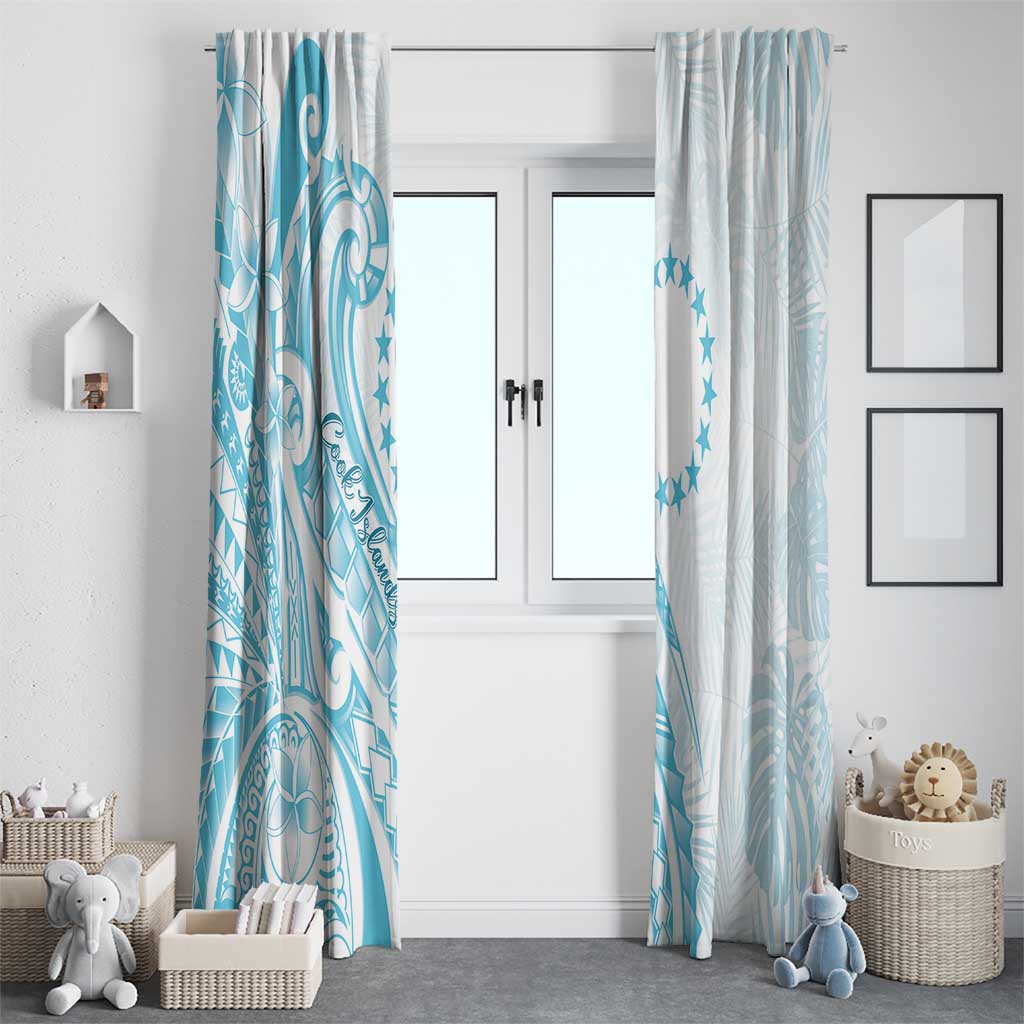 Kia Orana Cook Islands Window Curtain Moana Plumeria Tropical Waves - Polynesian Pride