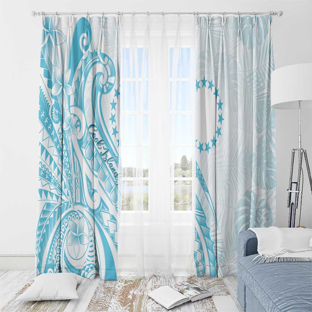 Kia Orana Cook Islands Window Curtain Moana Plumeria Tropical Waves - Polynesian Pride