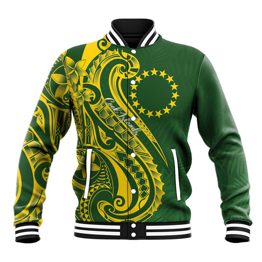 Kia Orana Cook Islands Baseball Jacket Plumeria Tropical Waves - Polynesian Pride
