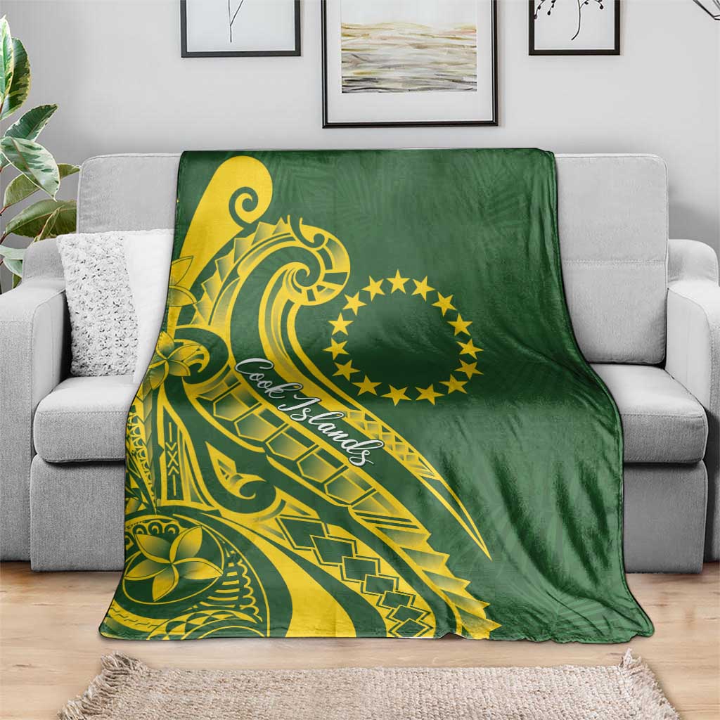 Kia Orana Cook Islands Blanket Plumeria Tropical Waves - Polynesian Pride