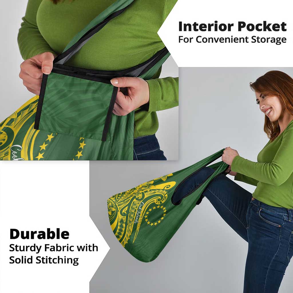 Kia Orana Cook Islands Grocery Bag Plumeria Tropical Waves - Polynesian Pride