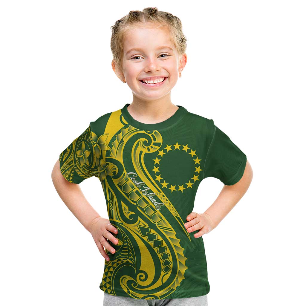 Kia Orana Cook Islands Kid T Shirt Plumeria Tropical Waves - Polynesian Pride