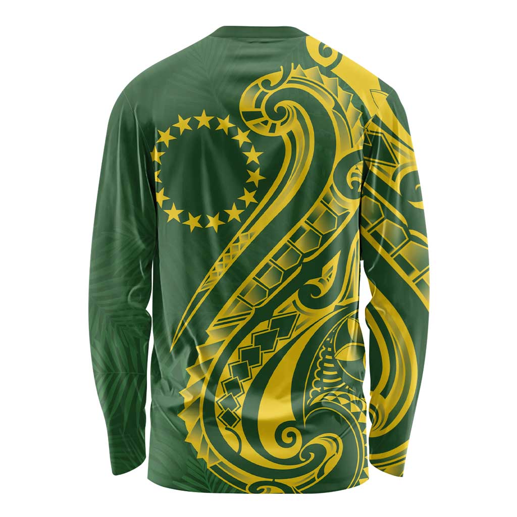 Kia Orana Cook Islands Long Sleeve Shirt Plumeria Tropical Waves - Polynesian Pride