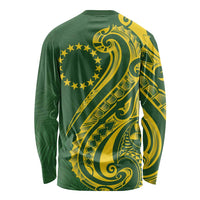 Kia Orana Cook Islands Long Sleeve Shirt Plumeria Tropical Waves - Polynesian Pride