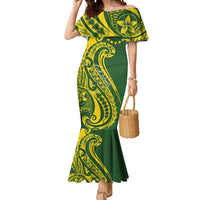 Kia Orana Cook Islands Mermaid Dress Plumeria Tropical Waves - Polynesian Pride