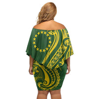 Kia Orana Cook Islands Off Shoulder Short Dress Plumeria Tropical Waves - Polynesian Pride