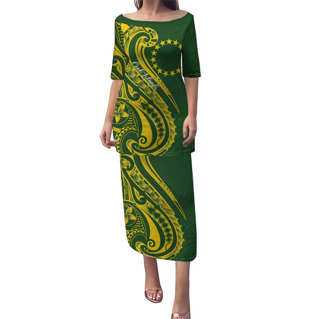 Kia Orana Cook Islands Puletasi Plumeria Tropical Waves - Polynesian Pride