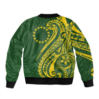 Kia Orana Cook Islands Sleeve Zip Bomber Jacket Plumeria Tropical Waves - Polynesian Pride