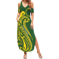 Kia Orana Cook Islands Summer Maxi Dress Plumeria Tropical Waves - Polynesian Pride