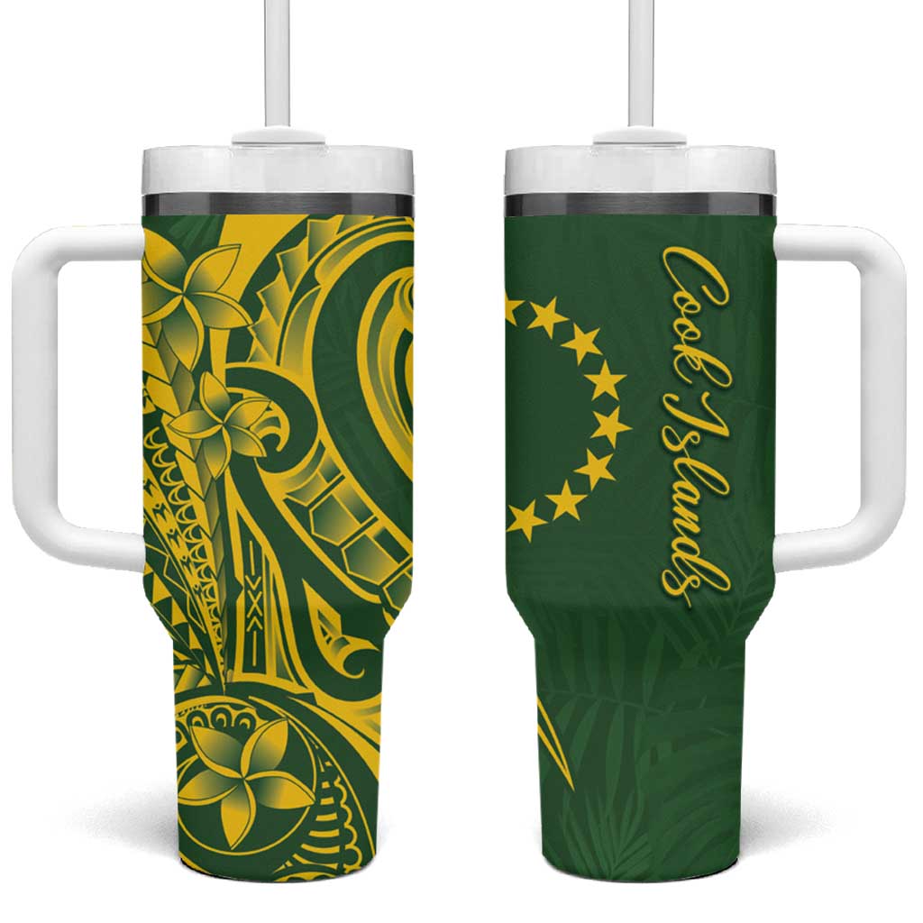 Kia Orana Cook Islands Tumbler With Handle Plumeria Tropical Waves - Polynesian Pride