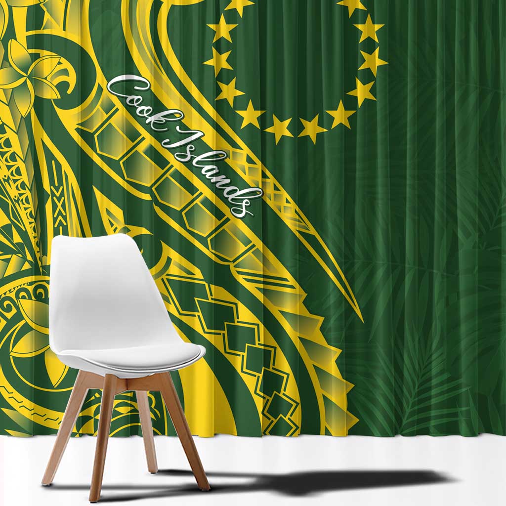 Kia Orana Cook Islands Window Curtain Plumeria Tropical Waves - Polynesian Pride