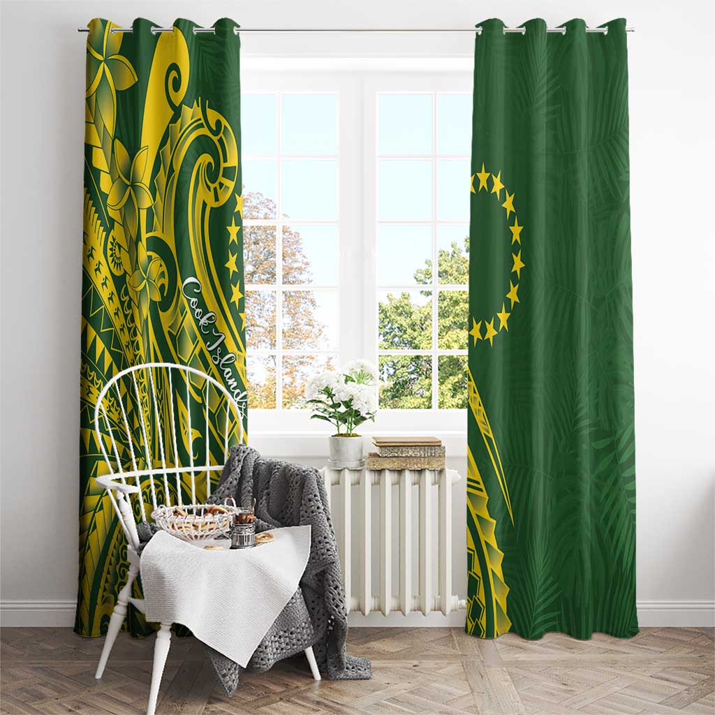 Kia Orana Cook Islands Window Curtain Plumeria Tropical Waves - Polynesian Pride
