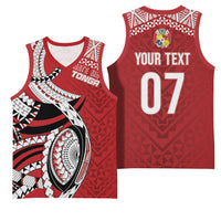 Mate Ma'a Tonga Rugby Custom Kupesi Motifs Basketball Jersey Red Waves LT7 - Polynesian Pride