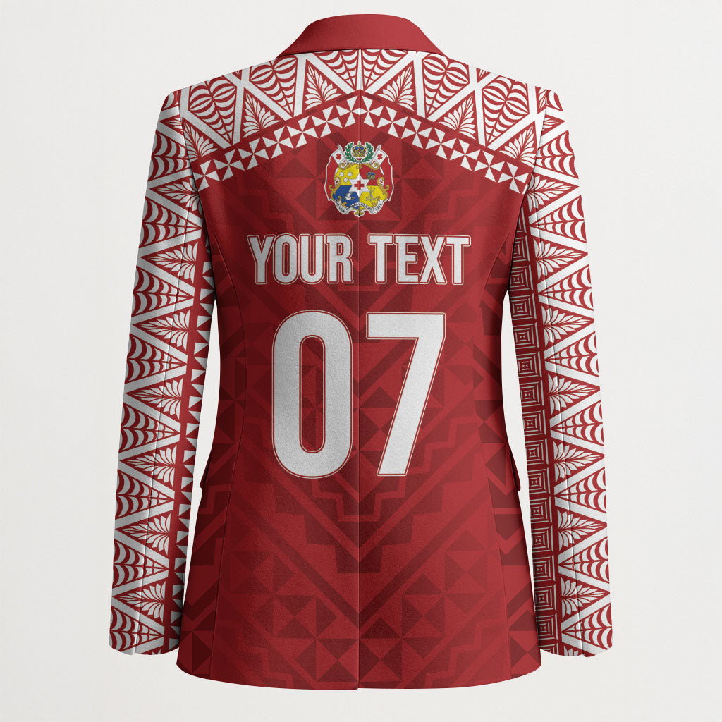 Mate Ma'a Tonga Rugby Custom Kupesi Motifs Blazer Red Waves LT7 - Polynesian Pride