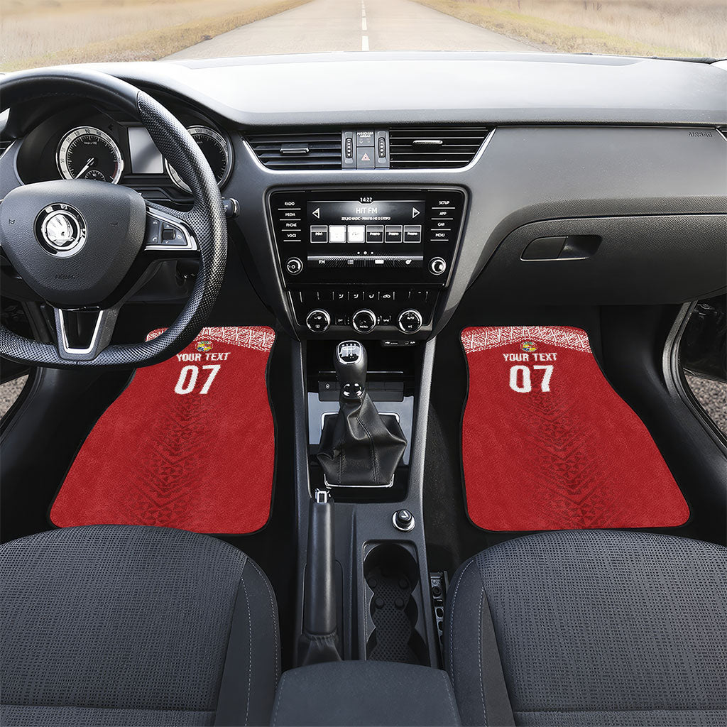 Mate Ma'a Tonga Rugby Custom Kupesi Motifs Car Mats Red Waves LT7 Set 2pcs - Front Red - Polynesian Pride
