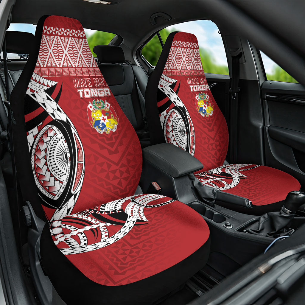Mate Ma'a Tonga Rugby Kupesi Motifs Car Seat Cover Red Waves LT7 One Size Red - Polynesian Pride