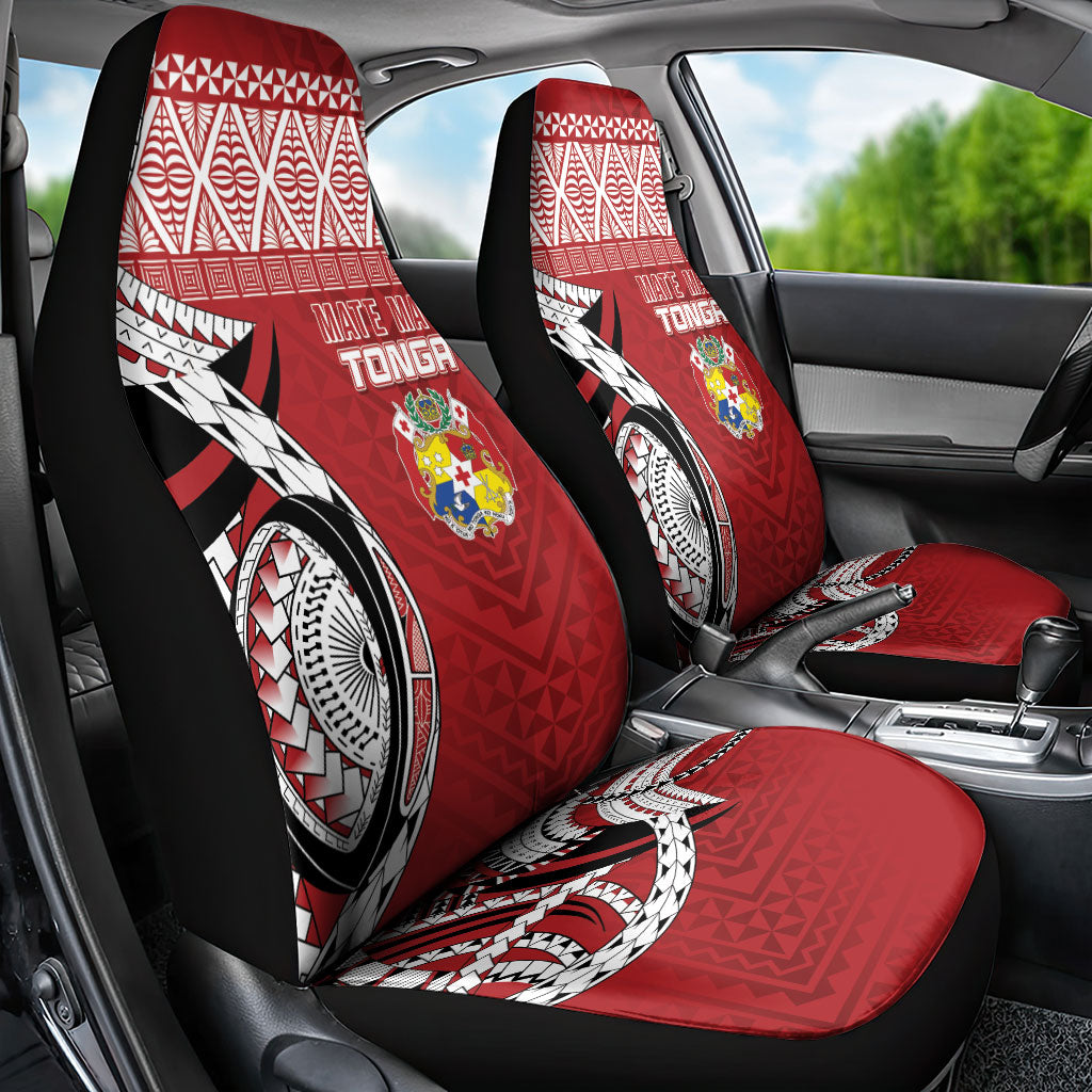 Mate Ma'a Tonga Rugby Kupesi Motifs Car Seat Cover Red Waves LT7 - Polynesian Pride