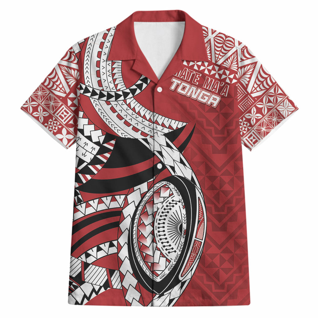 Mate Ma'a Tonga Rugby Custom Kupesi Motifs Hawaiian Shirt Red Waves LT7 Red - Polynesian Pride