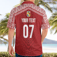 Mate Ma'a Tonga Rugby Custom Kupesi Motifs Hawaiian Shirt Red Waves LT7 - Polynesian Pride