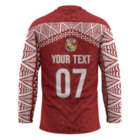 Mate Ma'a Tonga Rugby Custom Kupesi Motifs Hockey Jersey Red Waves LT7 - Polynesian Pride
