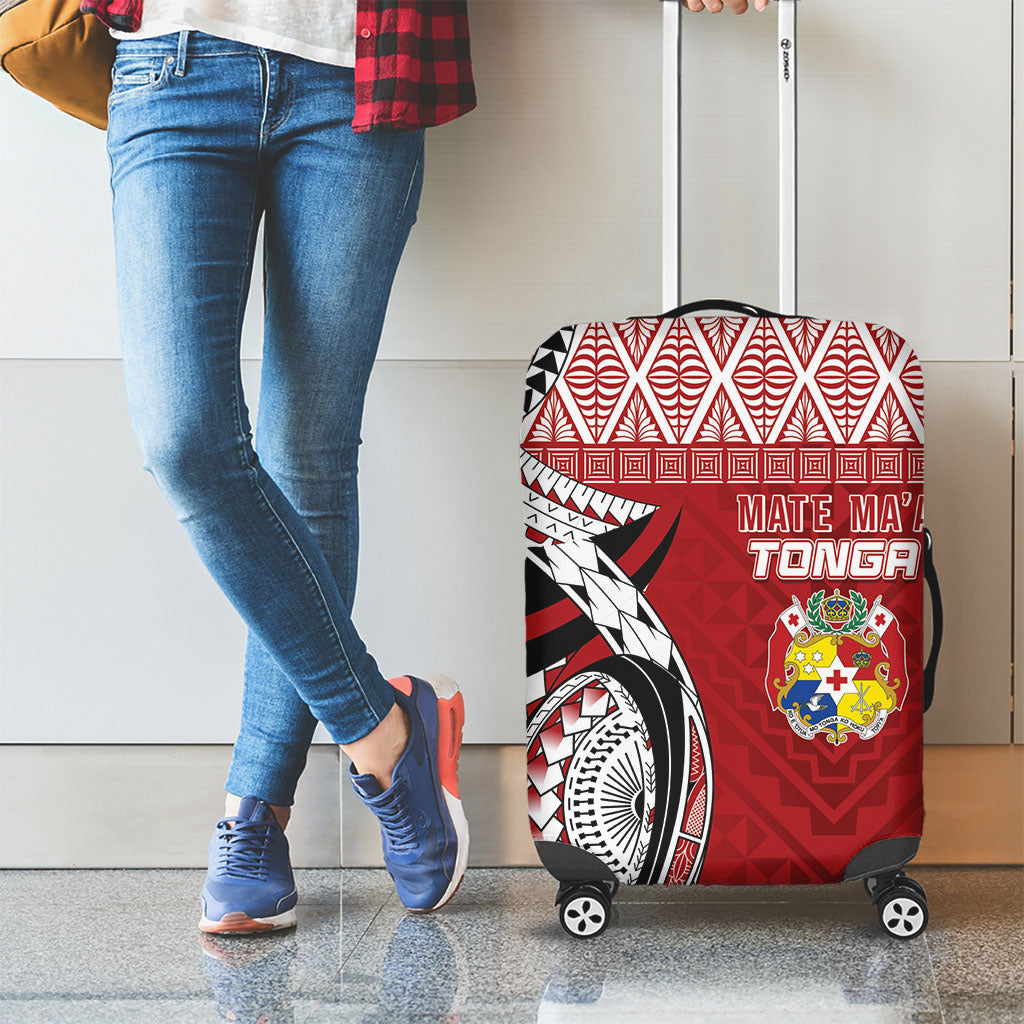 Mate Ma'a Tonga Rugby Kupesi Motifs Luggage Cover Red Waves LT7 - Polynesian Pride