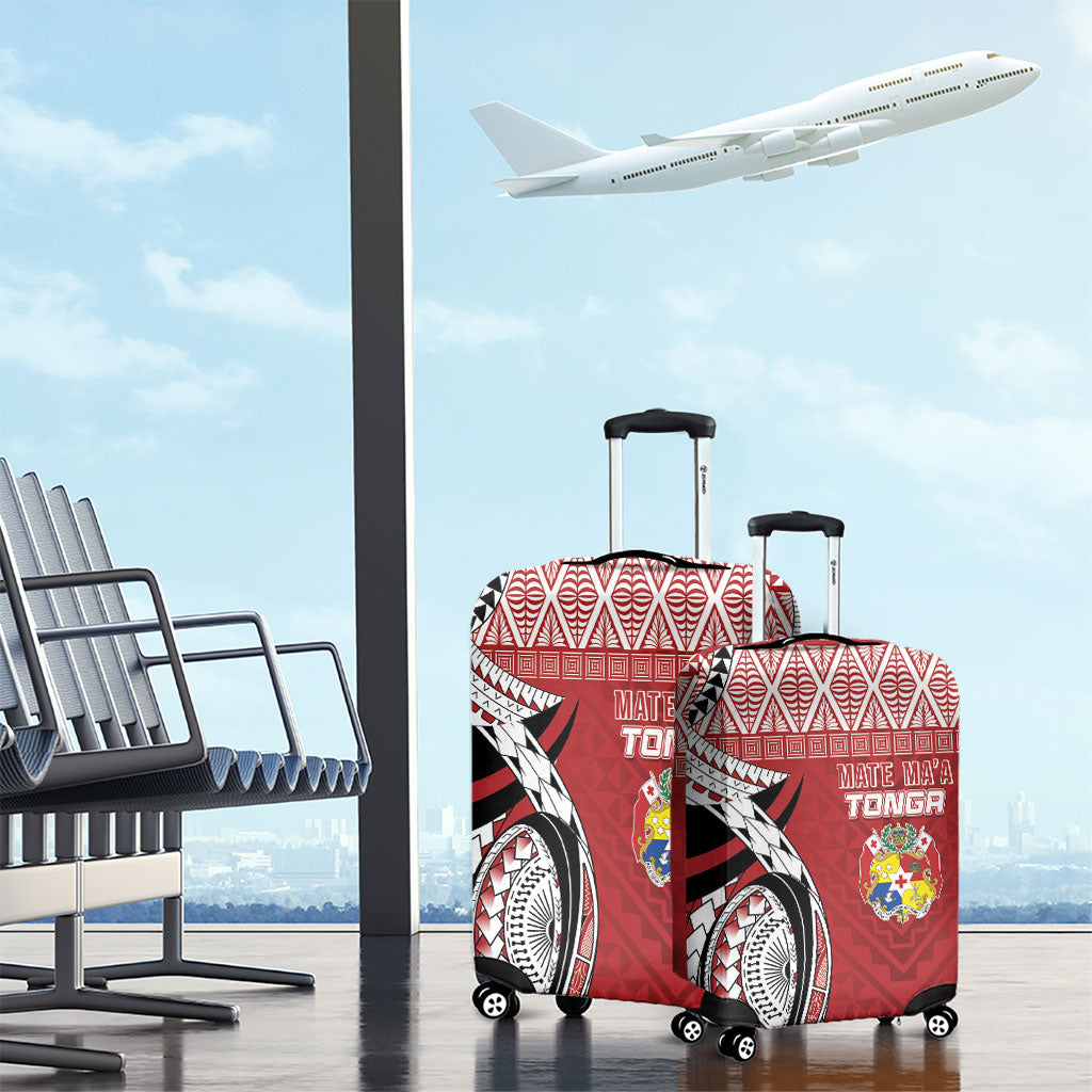Mate Ma'a Tonga Rugby Kupesi Motifs Luggage Cover Red Waves LT7 - Polynesian Pride