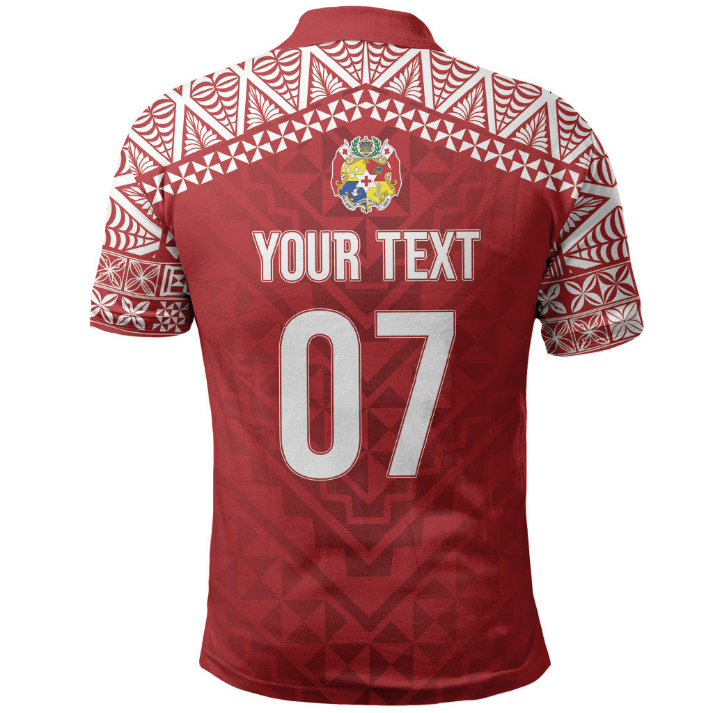 Mate Ma'a Tonga Rugby Custom Kupesi Motifs Polo Shirt Red Waves LT7 - Polynesian Pride