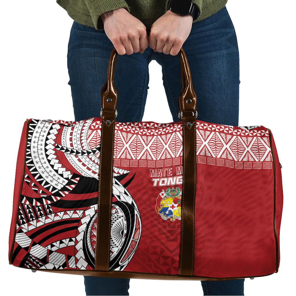 Mate Ma'a Tonga Rugby Kupesi Motifs Travel Bag Red Waves LT7 Red - Polynesian Pride
