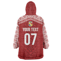 Mate Ma'a Tonga Rugby Custom Kupesi Motifs Wearable Blanket Hoodie Red Waves LT7 - Polynesian Pride