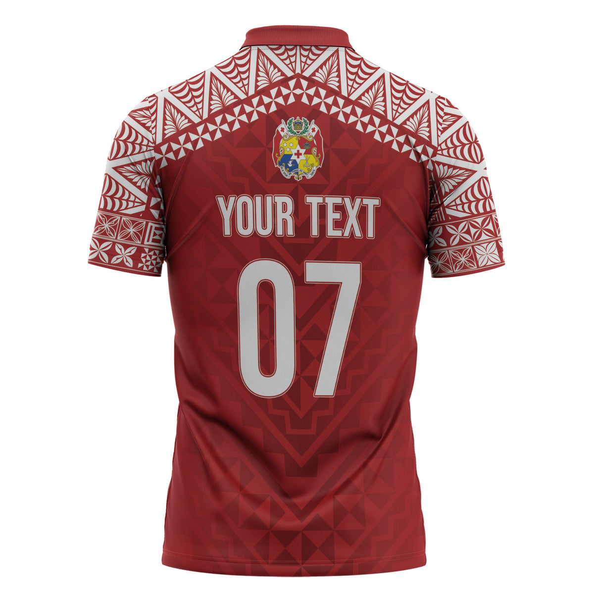 Mate Ma'a Tonga Rugby Custom Kupesi Motifs Zipper Polo Shirt Red Waves LT7 - Polynesian Pride