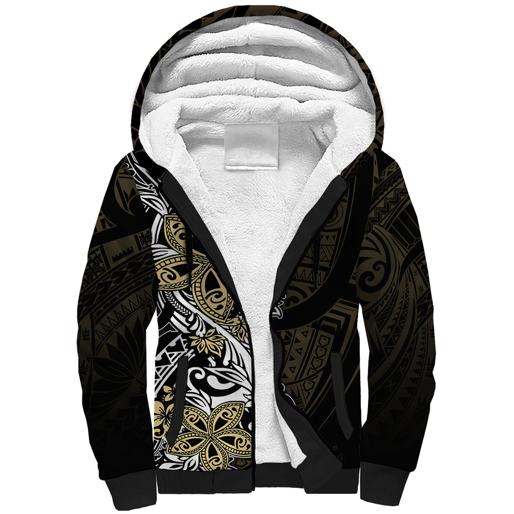 Polynesian Pride Sherpa Hoodie Tiare With Plumeria Mix Style LT7 Unisex Cream - Polynesian Pride