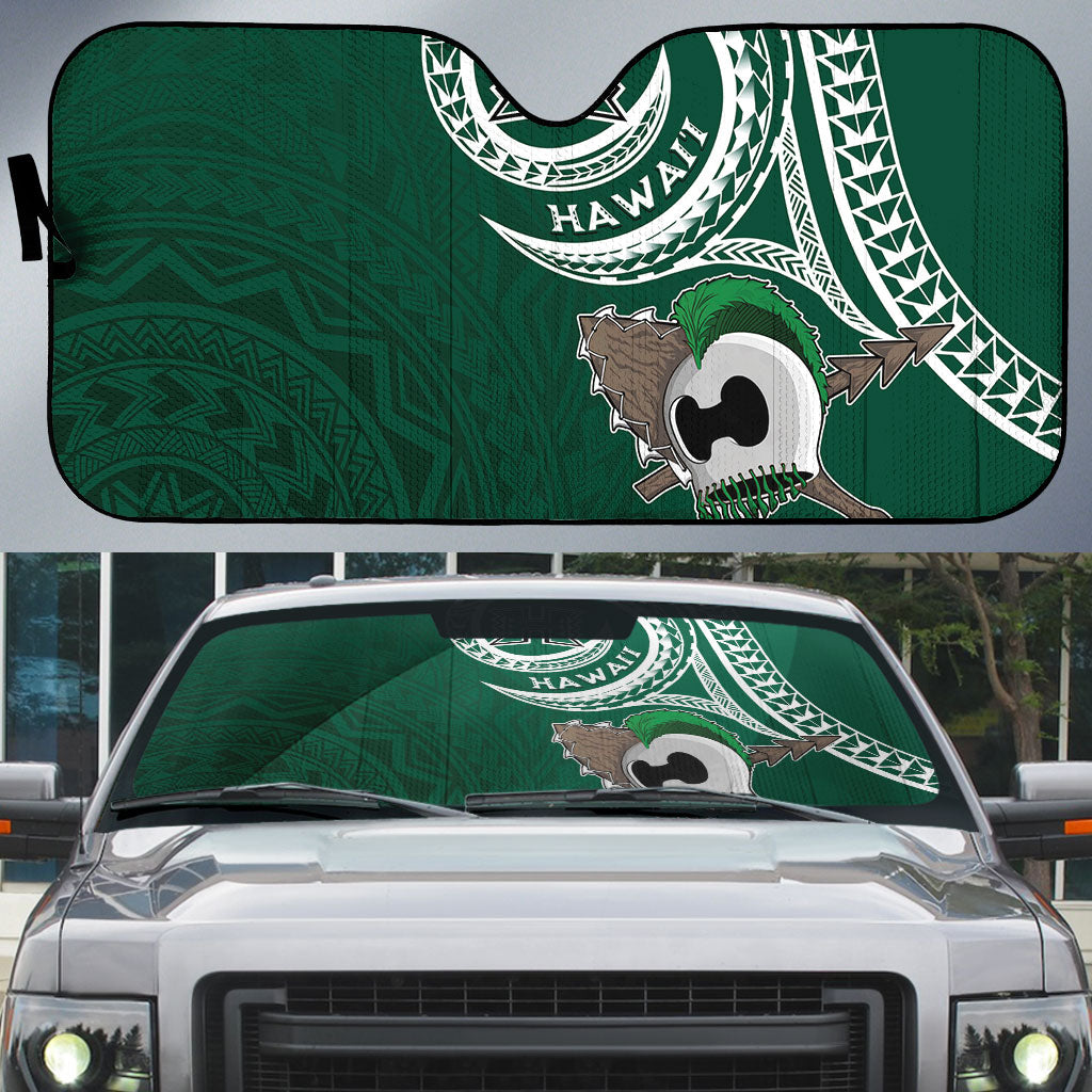 Hawaii Rainbow Warriors Alumni Auto Sun Shade Ti Maile Lei - Glory For The Warriors LT7 Dark Green - Polynesian Pride