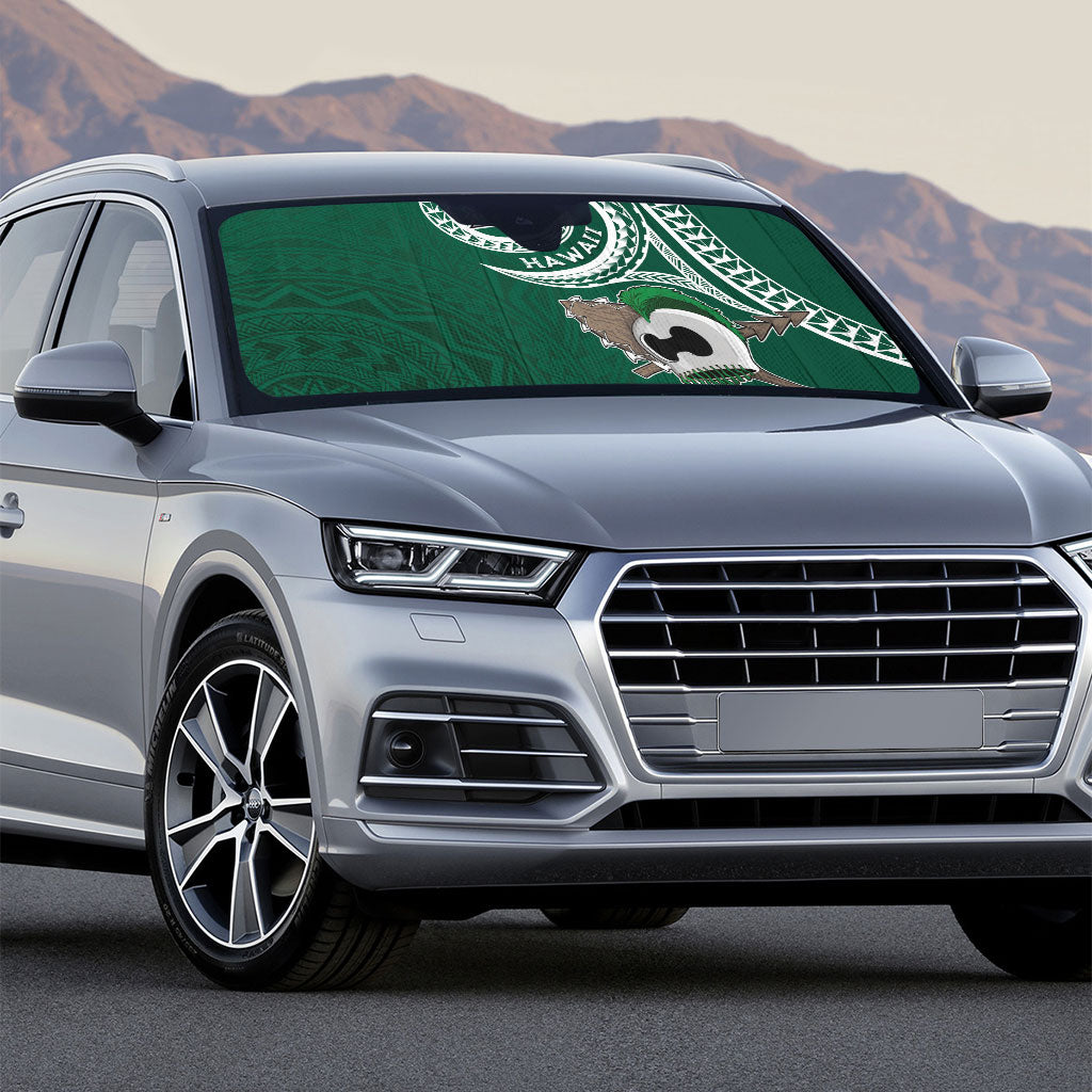 Hawaii Rainbow Warriors Alumni Auto Sun Shade Ti Maile Lei - Glory For The Warriors LT7 - Polynesian Pride