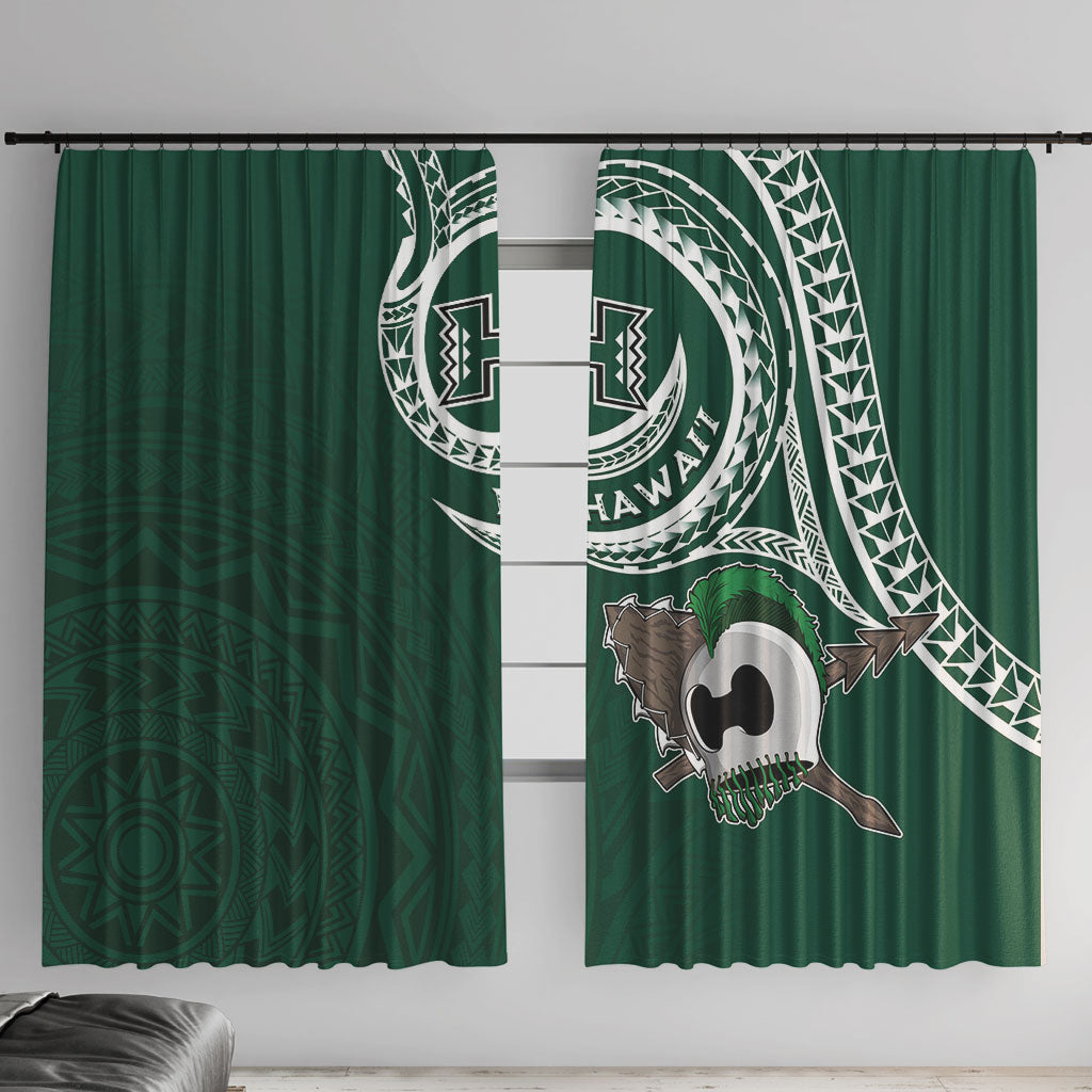 Hawaii Rainbow Warriors Alumni Window Curtain Ti Maile Lei - Glory For The Warriors LT7 With Hooks Dark Green - Polynesian Pride