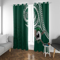 Hawaii Rainbow Warriors Alumni Window Curtain Ti Maile Lei - Glory For The Warriors LT7 With Grommets Dark Green - Polynesian Pride