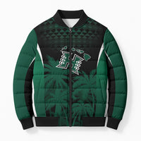 Hawaii Rainbow Warriors La'au Pama Personalized Bomber Puffer Jacket LT7 Unisex Black - Polynesian Pride
