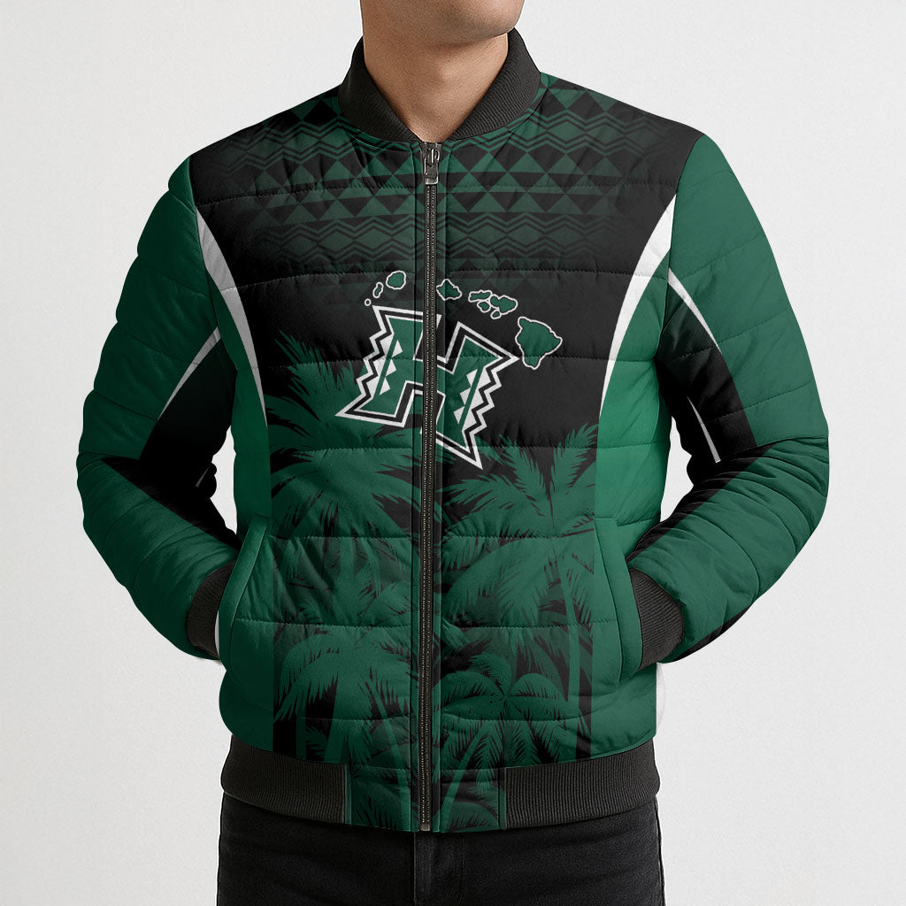 Hawaii Rainbow Warriors La'au Pama Personalized Bomber Puffer Jacket LT7 - Polynesian Pride