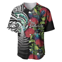 Meri Kirihimete New Zealand Baseball Jersey Tui on Pohutukawa LT7 Black - Polynesian Pride