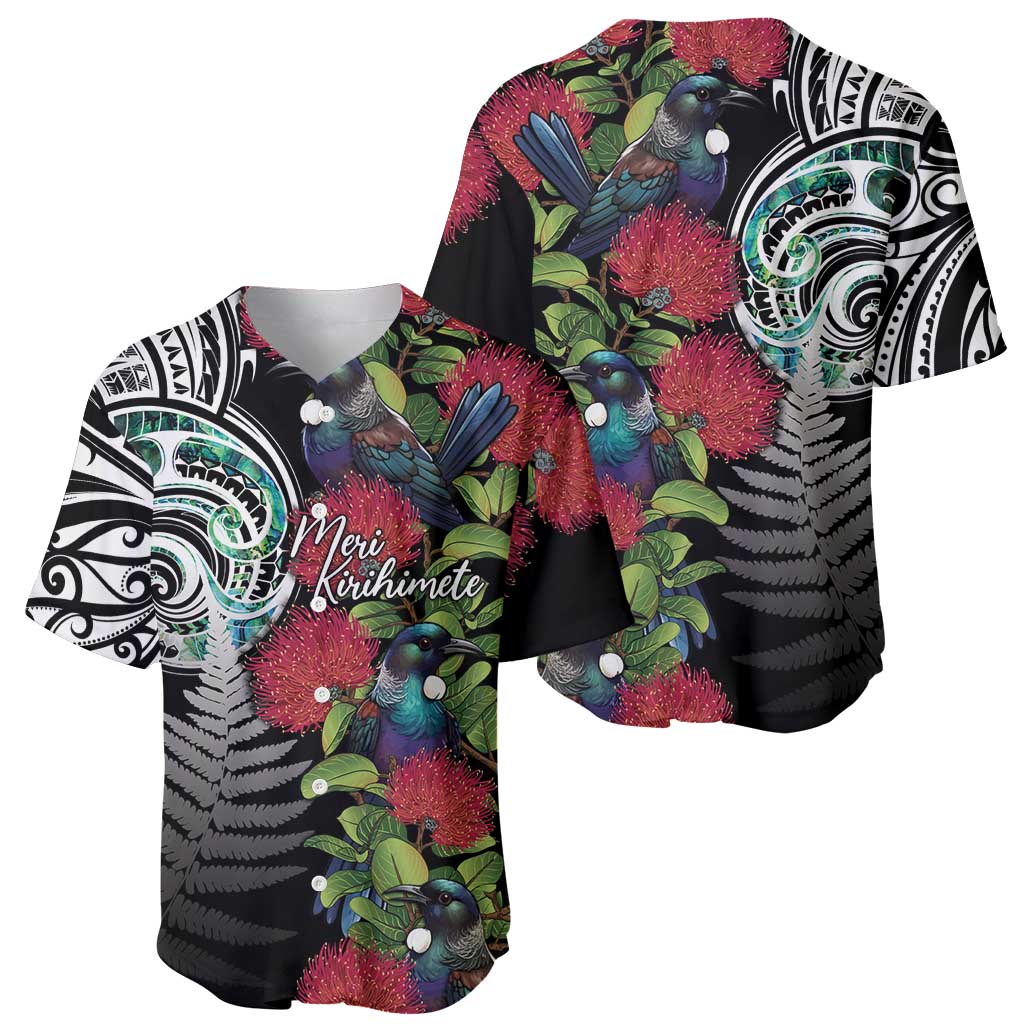 Meri Kirihimete New Zealand Baseball Jersey Tui on Pohutukawa LT7 - Polynesian Pride